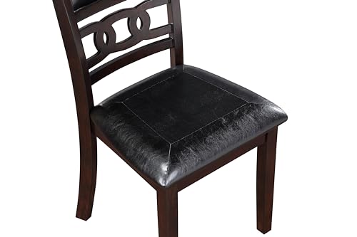 New Classic Furniture Gia Dining Chair (Set of Six), Black PU Upholstered Seat & Back Rest, Ebony - color: Ebony, size: Set of 6, style: Dining Chair