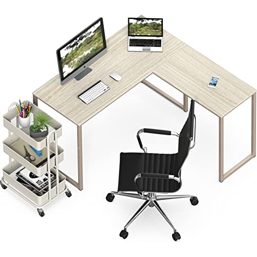 SHW Mission 48 x 48 L-Shape Home Office Computer Desk, Maple | Reversible Desktop Design - color: Maple, size: 48-Inch L-Shaped