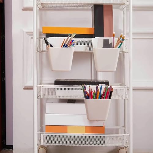 Tessco for you 12 Pack Hanging Cup Holders Multipurpose Utility Rolling Cart Accessories Craft Supplies Hanging Storage Basket Pencil Holder Makeup Container for Home Office Space Saving