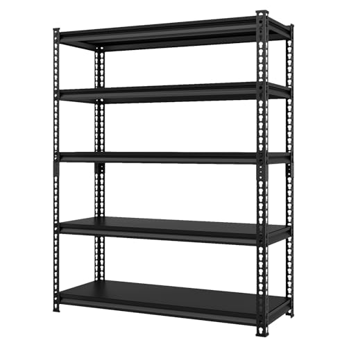 Utility Storage Garage Shelving - 48'' Wide 3000 Lbs Heavy Duty 5 Tier Metal Shelves Adjustable - Freestanding Rack Units for Basement Kitchen Pantry - Black 48" W x 24" D x 78" H - size: 48"Wx24"D-5T-BK