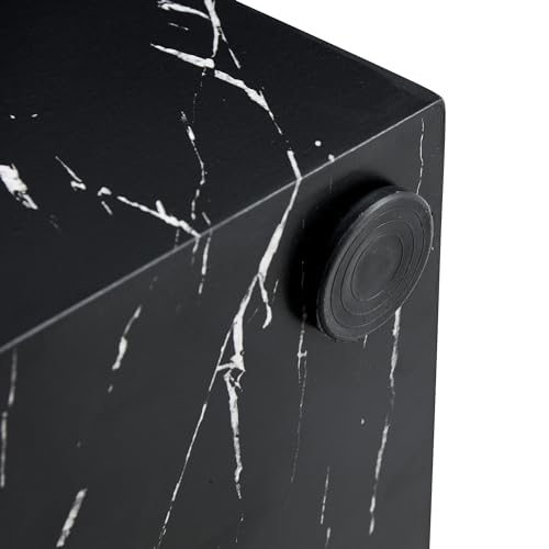 15.7" H Square Compact Coffee Table,Small Cube End Table,Modern Side Table with Stylish Faux Marble Pattern,Minimalist Accent Table for Living Room,Office,Apartment,Nightstand(Black,15.7") - color: Black,15.7"h