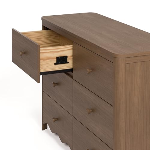 Storkcraft Casablanca 6 Drawer Dresser, Hazelnut | GREENGUARD Gold Certified, Brown Dresser for Bedroom, Kids & Nursery Storage Chest, Safety Interlocking Drawers, Kids Bedroom - color: Hazelnut, style: 6 Drawer Dresser