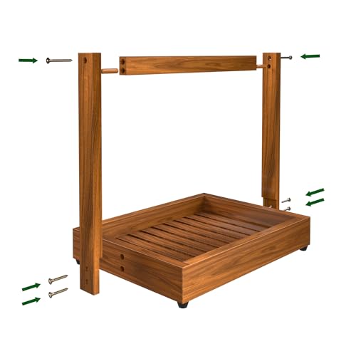 Teak Shower Caddy, Bathroom Organizer Basket with Non-Slip Base | Versatile Teak Basket Stores Toiletries, Towels, Toilet Paper, Spices or Fruit, with a Non-slip Base for Stable Placement - size: 1 Tier