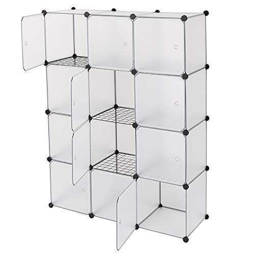 Cube Storage Organizer, 12-Cube Storage Cubes Shelves Bookshelf,Closet Organizers, DIY Stackable Plastic Clothes Shelving for Bedroom, Home, White