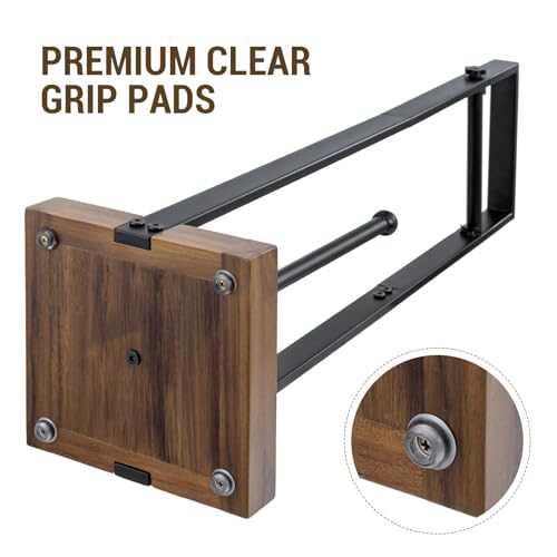 MyGift Freestanding Toilet Paper Holder with Reserve Roll Storage, Bathroom Floor Toilet Paper Holder Stand Organizer, Industrial Matte Black Metal and Burnt Wood