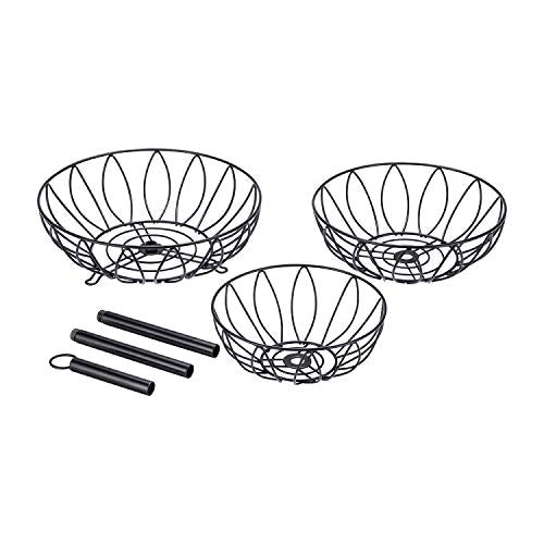 3 Tier Fruit Basket Bowl, Vegetable Organizer, Metal Black | Space-Saving, Home Fruit Rack Stand for Countertop, Storage Bread, Snacks, Fits Under Cabinets - color: 3 Tier