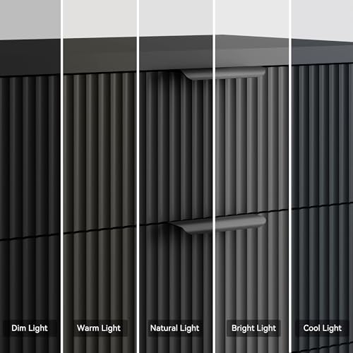 25.6" W Black Fluted Nightstand with 3 Drawer, Modern Wood Night Stands | Bedside Table for Bedroom King/Queen Bed, End Table with Robot-friendly Legs for Living Room,Entry - color: 3 Drawers-1pcs-black