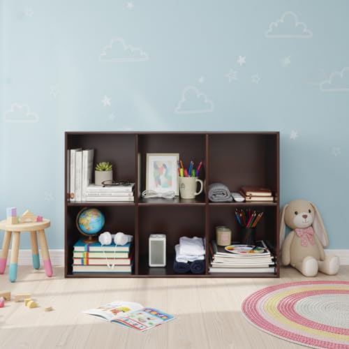 6 Cube Solid Wood Bookcase, 2-Tier Floor Standing Storage Shelf with Open Cubes, Vertical or Horizontal Bookcase for Bedroom Living Room Office - 35.43" L x 11.81" W x 23.62" H (6-Cube) - size: 6-Cube