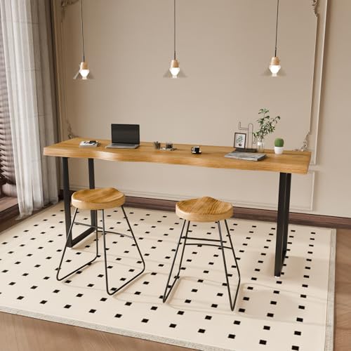 Narrow Bar Table, Rectangular Solid Wood Counter Height Table, Industrial Height Pub Table with Sturdy Metal Frame, Easy-to-Clean Top for Kitchen,Restaurant, Cafe (55.1 in) - size: 55.1 in