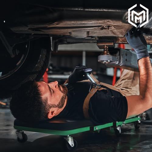 M-AUTO Foldable Z Creeper 2-in-1 Rolling Folding Car Creeper & Seat, 36" Adjustable Roller Garage Chair Lay Down or Sit, 330LBS Capacity Under Car Roller Creeper with 6 Swivel Casters, Green - color: Green, size: 36"