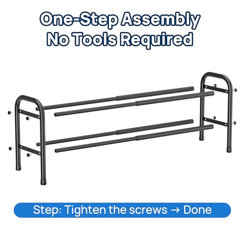 ENJOYBASICS 2 Tier Expandable Shoe Rack for Closet, Free Standing Metal Shoe Shelf Storage Organizer Holder 8 Pairs, Adjustable Width Shoe Rack for Entryway Small Space, Black - size: 2 Tier (4-8 Pairs)