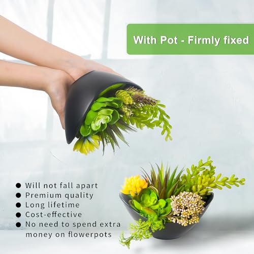 Artificial Succulents Plants Fake Potted Plants 7.2 Inch | Faux Succulents, Artificial Plants & Greenery for Hone Garden, Table Desk Shelves, Bathroom, Office Decorations