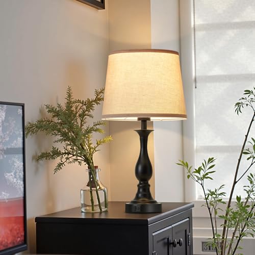 Bedside Table Lamp Touch Control Bedroom Lamps with USB A and C Charging Port 3 Way Dimmable Touch Lamps for Nightstand Living Room Bedroom Dorm Home Office Reading, Set of 2 - color: Black