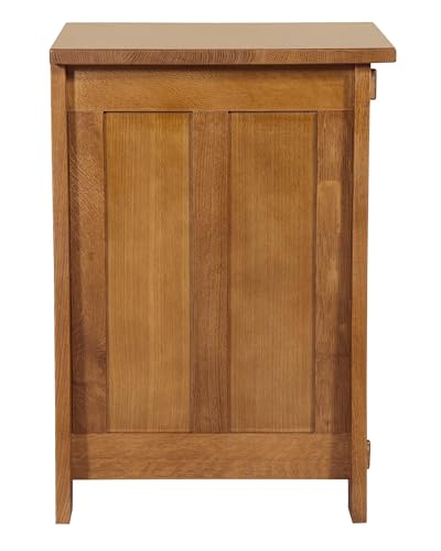 Pemberly Row Mission Style Narrow Nightstand, Solid Quarter Sawn Oak, Walnut Finish, Tapered Legs, 1 Cabinet Door, 1 Drawer with Metal Glides, Lower Shelf, Compact Side Table for Bedroom or Living - color: Walnut