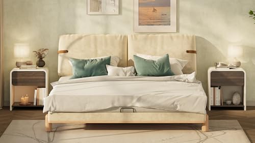 Modern Nightstands Set of 2,Bedside Table with Open Shelf,Night Stand with Drawer Storage,Wooden End Table for Bedroom, Side Table White and Walnut - color: 2pcs_white&walnut