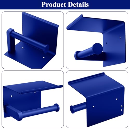 Toilet Paper Holder with Shelf Wall Mounted Toilet Paper Roll Dispenser | Heavy Duty Stainless Steel Klein Blue - color: H-klein Blue