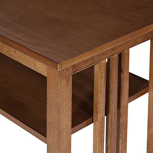 OSP Home Furnishings Sierra 36-Inch Sofa Table with Lower Storage Shelf and Mission Style Side Panels, Ash Brown
