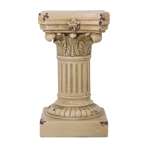 Christopher Knight Home 16.73" H Corinthian Pedestal Plant Stand, Decorative MGO Composite Side Table for Indoor Outdoor Entryway Garden Living Room Patio, Antique Yellow