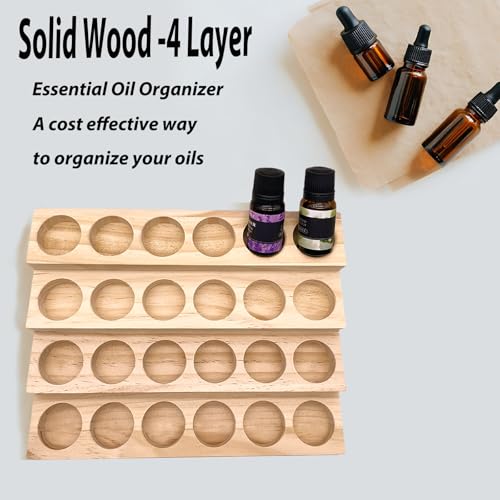 2 Pack Solid Wood Essential Oil Organizer 4 Layer Essential Oils Racks Tabletop Storage Rack Display Stand Holder for 5-20ml Bottles - style: 4 Layers