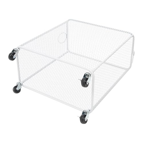 Metal Laundry Basket Cart, Rolling Laundry Hamper with Wheels, Freestanding Square Mobile Storage Cart, Raised Bottom, Round Handles, Hollow Mesh (White, 16.9x9x17.7in) - color: White, size: 16.9x9x17.7in