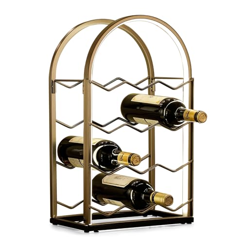 LED Countertop Wine Rack - 12 Bottle Freestanding Modern Metal Wine Rack - Tabletop Wine Holder Stand for Cabinet, Pantry, Wine Bottle Storage