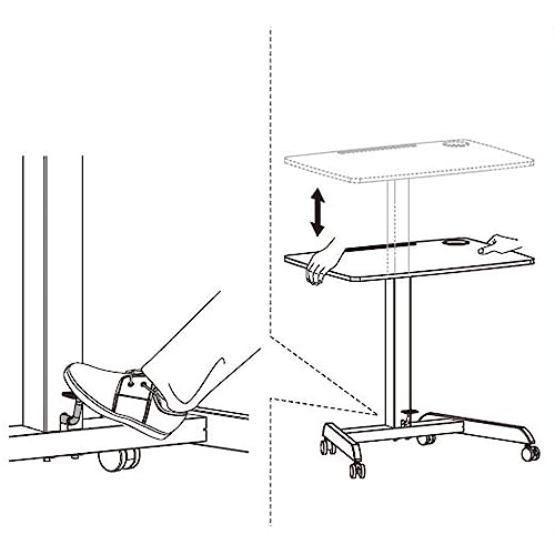 Kantek Mobile Sit Stand Laptop Cart, Adjustable Height (29"-49"), Rolling Laptop Computer Workstation 31.5" x 22", Foot Pedal Control, Steel Frame, Cup Holder, White - color: White, style: Large