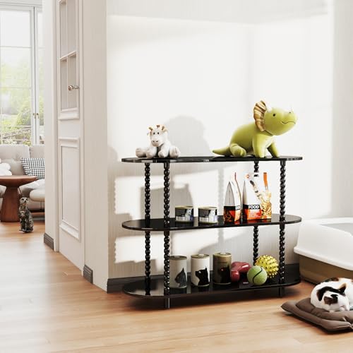 3 Tier Black Console Table 39.4″x14″x29″ - Small Narrow Side Tables for Sofa & Entryway & Hallway
