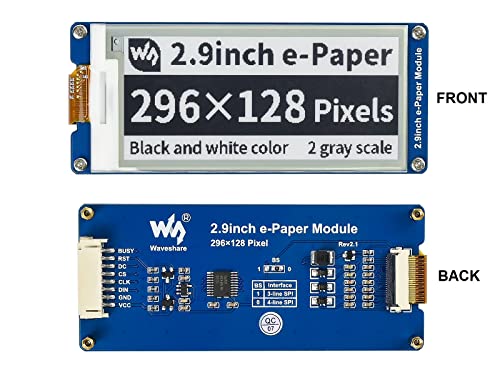 2.9inch e-Paper Display Module, 296x128 Resolution 3.3V/5V Two-Color epaper Display E-Ink Screen Module SPI Interface Compatible with Raspberry Pi/Arduino/Jetson Nano,Support Partial Refresh