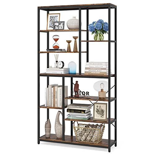 Tribesigns 79 inches Tall Bookshelf Bookcase, 8-Tier Staggered Bookcase, Modern Freestanding Open Book Shelves, Wide Wood Etagere Shelving Unit Display Shelf for Living Room