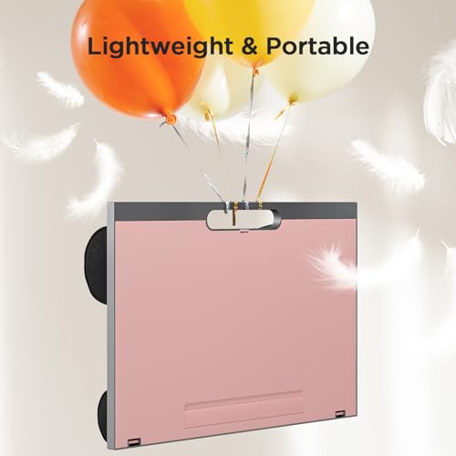 HUANUO Adjustable Lap Desk - with 8 Adjustable Angles & Dual Cushions Laptop Stand for Car Laptop Desk, Work Table, Lap Writing Board & Drawing Desk on Sofa or Bed, Pink - color: Pink
