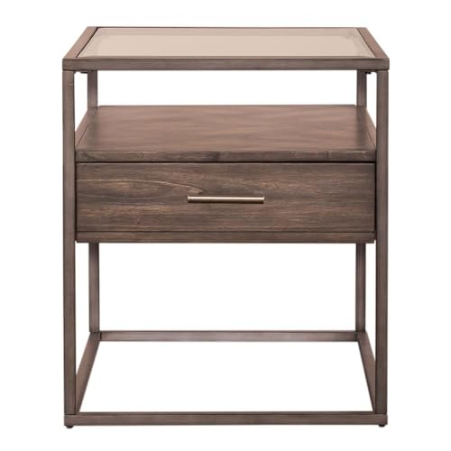 Liberty Furniture Jamestown Glass Top End Table for Living Room - Tobacco - size: End Table