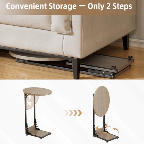 Elbourn Folding Side Table End Couch Tables,Metal Frame C-Shaped TV Stand for Sofa Living Bedroom Bedside Coffee Small Spaces (Gray) - size: Gray