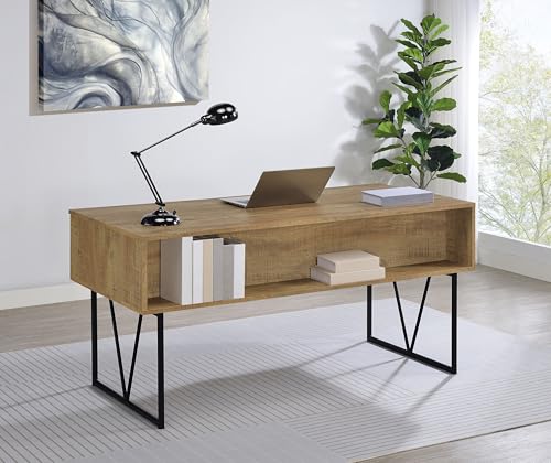 Coaster Home Furnishings - Analiese - Wood - 4-Drawer Writing Desk with Metal Legs, and V-Bracing Profile - Home Office - 63-Inch - Mango - 801851 - color: Mango
