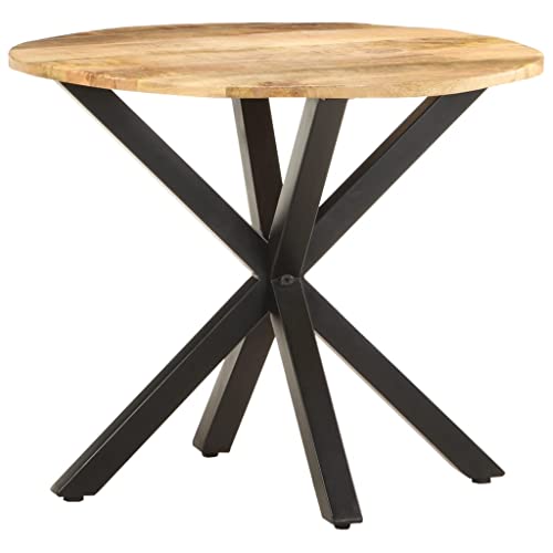 Industrial Wooden Side Table 26.8x26.8x22 Inches, Solid Mango Wood End Table with Powder-Coated Iron Legs, Industrial Style Accent for Living Room - color: Solid Mango Wood