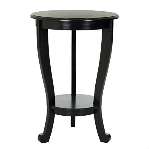 SAFAVIEH Furniture - Mary Pedestal Table - Distressed Black - Solid Wood - Farmhouse Pedestal Design - Ideal for Living Room, Entryway, Home Office, 18.1" W x 18.1" D x 26" H (AMH5711B) - color: Distressed Black