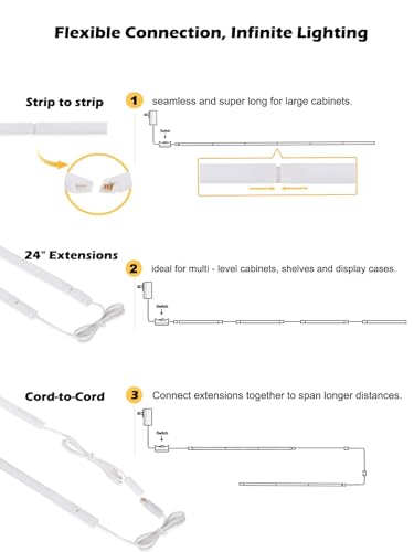 Cefrank LED Under Cabinet Lighting 6-Pack 12 inch Seamlessly Linkable Strip Light Bars for Cabinet, Kitchen, Shelf, Workbench, Cupboard, 1200 Lumen, Warm White 3000K - color: Warm White