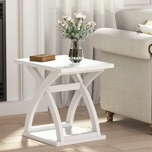 ChooChoo End Side Table,Modern End Table with Storage Shelf | Simple shape, Living Room,White - color: White, size: 15.7"D x 21.7"W x 19.6"H