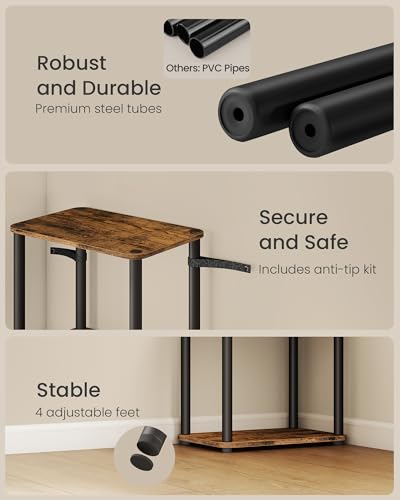 VASAGLE Superfast Toolless Assembly, 3-Tier Shelf for Living Room, Standing Shelf, Bookshelf, Bedroom, Kitchen, 9.4 x 15 x 27.8 Inches, Rustic Brown and Ink Black ULLS153K01 - color: Rustic Brown + Ink Black, size: 3 Tiers (15"W)