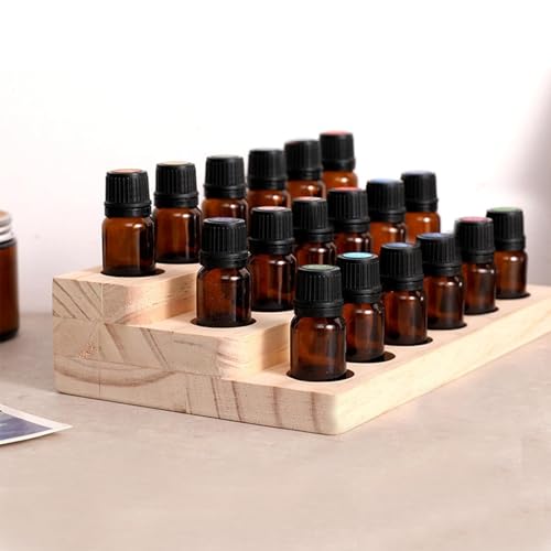 2 Pack Solid Wood Essential Oil Organizer 3-Tier Display Stand Holder Essential Oils Racks Tabletop Storage Rack for 5-20ml Bottles Perfumes and Nail Polish Compact Shelf - style: 3 Layers