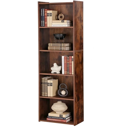 ZENY 5-Tier Shelf Bookcase, Freestanding Wood Storage Display Open Bookshelf for Home Office (Rustic Brown) - color: Rustic Brown