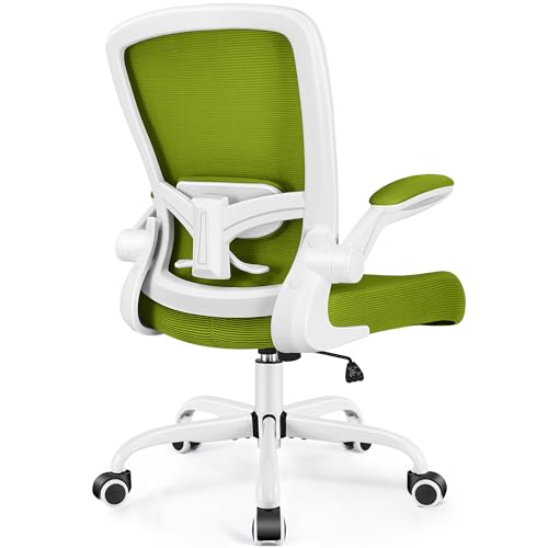 FelixKing Office Chair, Ergonomic Desk Chair Breathable Mesh Chairs Adjustable High Back Lumbar Support Flip-up Armrests, Executive Rolling Swivel Comfy Computer Chairs Home Office Olive Green - color: Olive Green