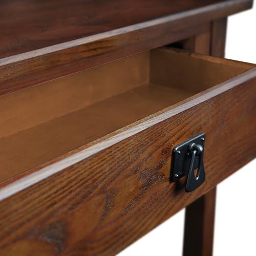 Leick Home Mission Console Table, Solid Wood, 1 Storage Drawer, Bottom Display Shelf, Narrow Depth, Easy-Assembly, For Living Room/Hallway, Russet, 30 in L x 10 in W x 28 in H, 9057-RS - color: Russet