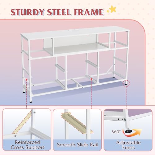 WLIVE Purple Dresser TV Stand for 45, 50, 55 inch TV, Entertainment Center with LED Lights & Charging Station, Chest of Drawers with 8 Fabric Drawers and Open Shelves for Living Room, Hallway - color: Purple