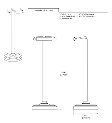 Gatco 1436C Toilet Paper Holder Stand, Chrome Finish, Freestanding Bathroom Floor Stand, Pedestal, Weighted Base, 22 Inch - color: Chrome