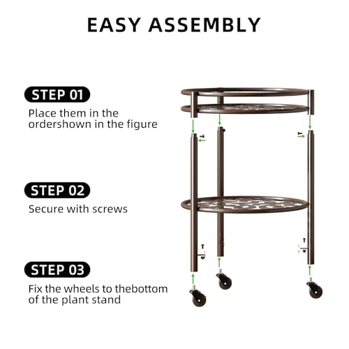 2 Tier Heavy Duty Rolling Plant Stand, 2 Pack Coffee | Indoor & Outdoor,150 lbs Capacity,Easy Move Cart,Balcony, Patio, Garden,Planter with Wheels - color: 2 pack coffee