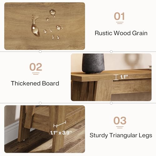 Tribesigns 41.3" Farmhouse Console Table, 2-Tier Wooden Entryway Table with Storage, Rustic Narrow Behind Couch for Living Room, Hallway, Foyer,Natural - color: Natural