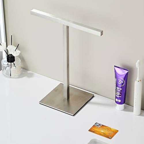Bathroom Hand Towel Holder Stand,T-Shape Hand Towel Holder Stand SUS304 Stainless Steel for Bathroom,Kitchen or Vanity Countertop - color: Square Silver