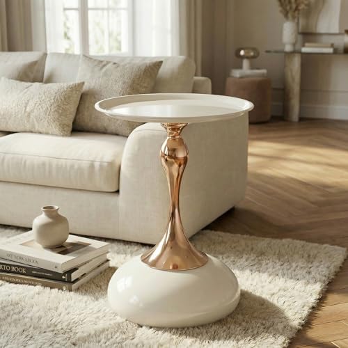 15" Metal Built Nightstand, Bed Side Table with Simple Assembly, Couch Side Table with Versatile Style for Indoor Living Areas, Milk White