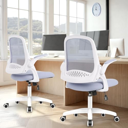 NEO CHAIR Office Desk Gaming Ergonomic Computer Chair with Lumbar Back Support Adjustable Height Swivel Rolling Wheels Flip-up Arms Mesh Chair for Home Vanity (Purple) - color: Purple