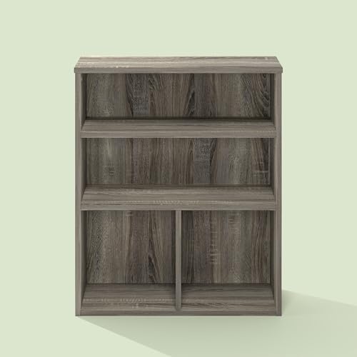 Frei Bookcases, Bookshelf, 4 Cube Display Bookcase, with Adjustable Shelves, for Home Office, Living Room, Olive Oak - color: Olive Oak, size: 11.81 (D) x 23.62 (W) x 28.15 (H) inches